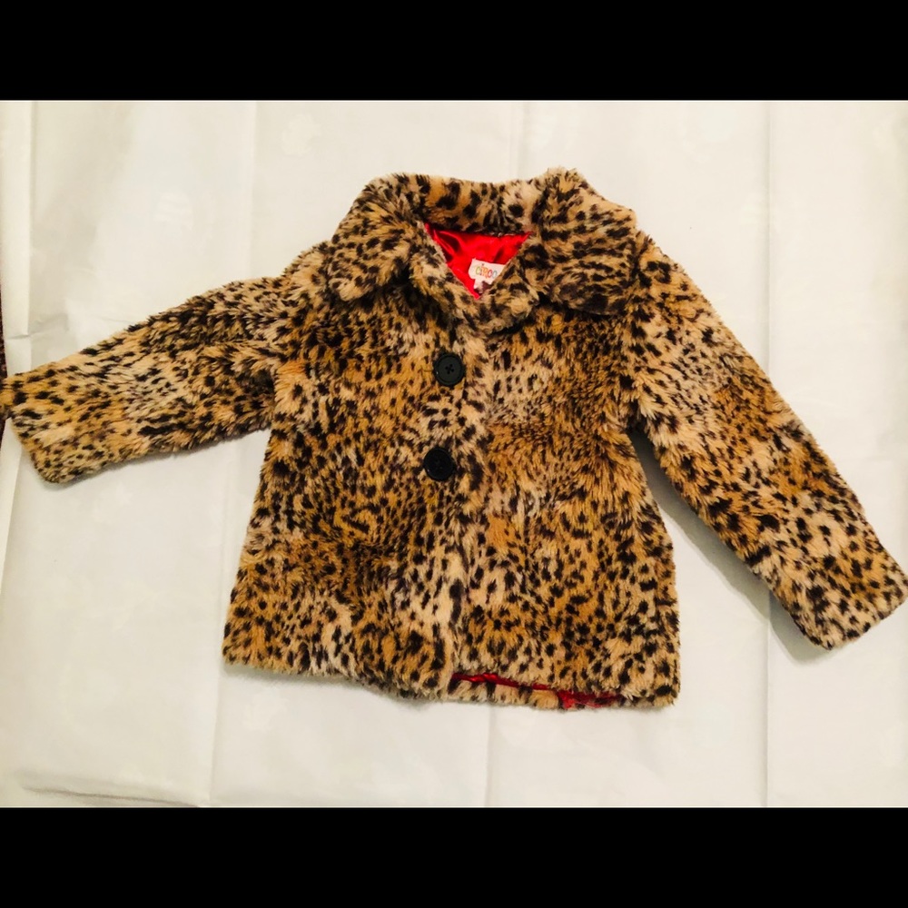Toddler faux fur leopard print jacket